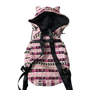 Betsey Johnson | Cotton Quilted All Over Hearts Pink Floral Backpack